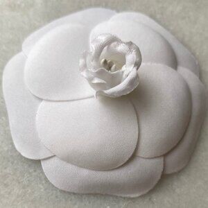 Chanel Camellia Fabric Flower- White 2.5”